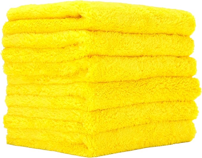 PROJE' Yellow Microfiber Towel for Car - Ultra Absorbent - Car Drying, Polishing, Buffing Cloth & Interior Detailing Towel - 500 GSM 16x16in - Auto Detailing Supplies - Pack of 6 Premium Car Care
