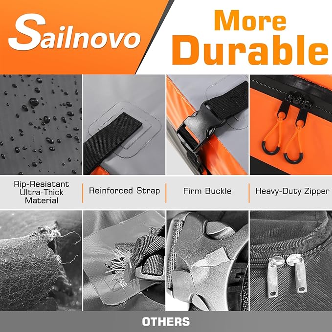 Sailnovo Rooftop Cargo Carrier 15 Cubic, Waterproof Car Roof Bag Soft-Shell Carriers Top Luggage Storage with Slip Mat, 4 Door Hooks & Heavy-Duty PVC for All Vehicle Roof with/Without Rack Cross Bar