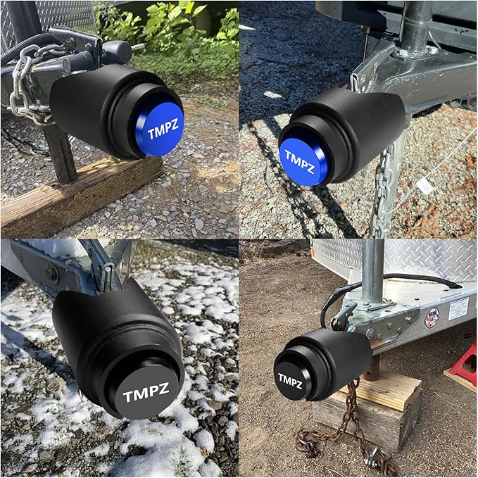 TMPZ Upgraded Heavy Duty Steel Trailer Hitch Lock for Most 2 Inch Couplers – Coupler Lock Secures Safety Chains, Anti-Theft Weatherproof Protection for RV, Pickup, Camper & Utility Trailers (Blue)
