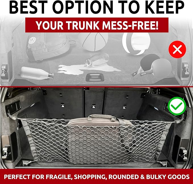 Envelope Style Trunk Cargo Net Black for BMW X5 G05 2018-2026 - Car Accessories - Premium Trunk Organizers and Storage - Cargo Net for SUV - Vehicle Carrier Organizer for BMW X5 G05