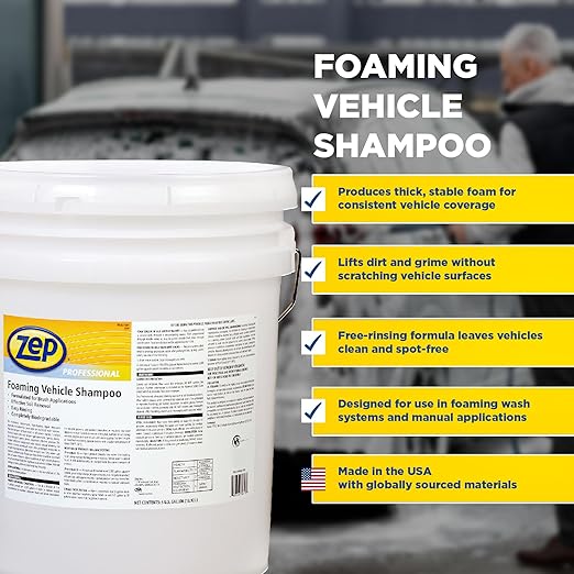 Zep Foaming Vehicle Shampoo 5 Gallon 1041567 (One Bucket) Excellent for Removing Road Film, Dirt and Salt deposits