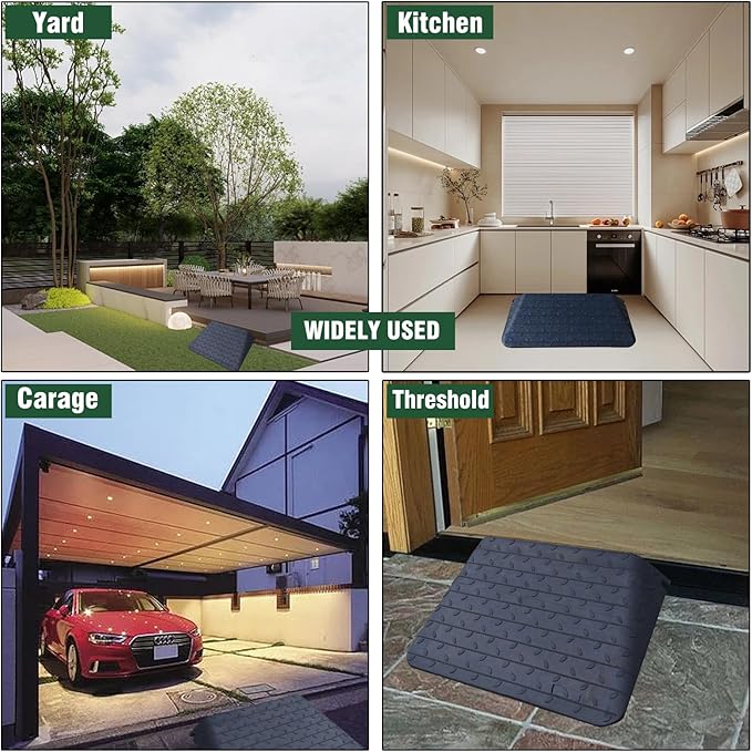 3.5" Rubber Threshold Ramp Wheelchair Ramp 5500 lbs Load Capacity Curb Ramps Anti-Slip Surface for Doorway Driveway Indoor Outdoor Use with 1 Channel Weighs 46.2lbs