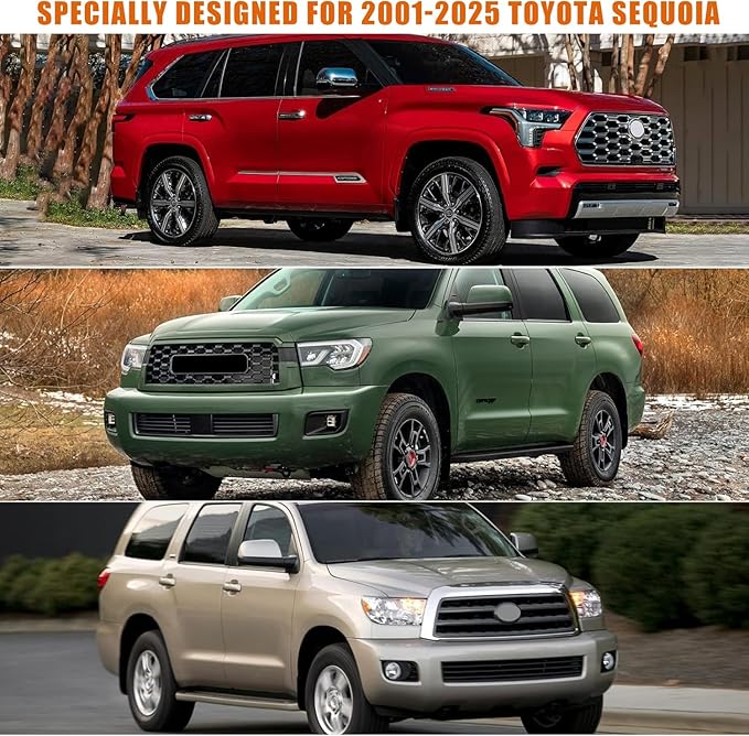 Waterproof Car Covers Replace for 2001-2025 Toyota Sequoia, 6 Layers All Weather Car Cover with Zipper Door & Windproof Bandsfor Snow Rain Dust Hail Protection