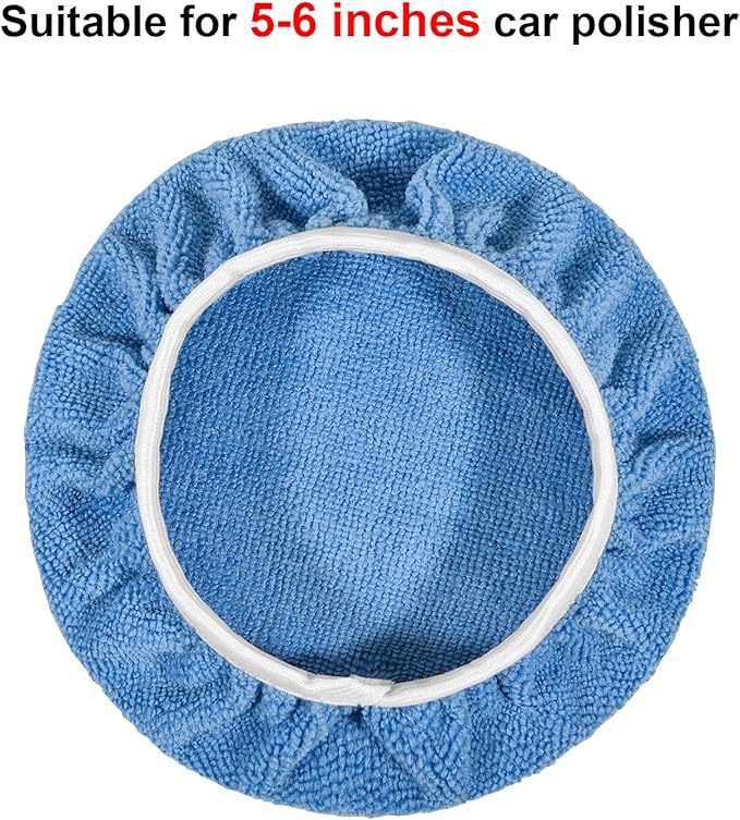 8Pcs Polisher Pad Bonnet (5 to 6 Inches), Soft Microfiber Polishing Buffing Pad Cover, Car Waxing Bonnet Waxer Pads