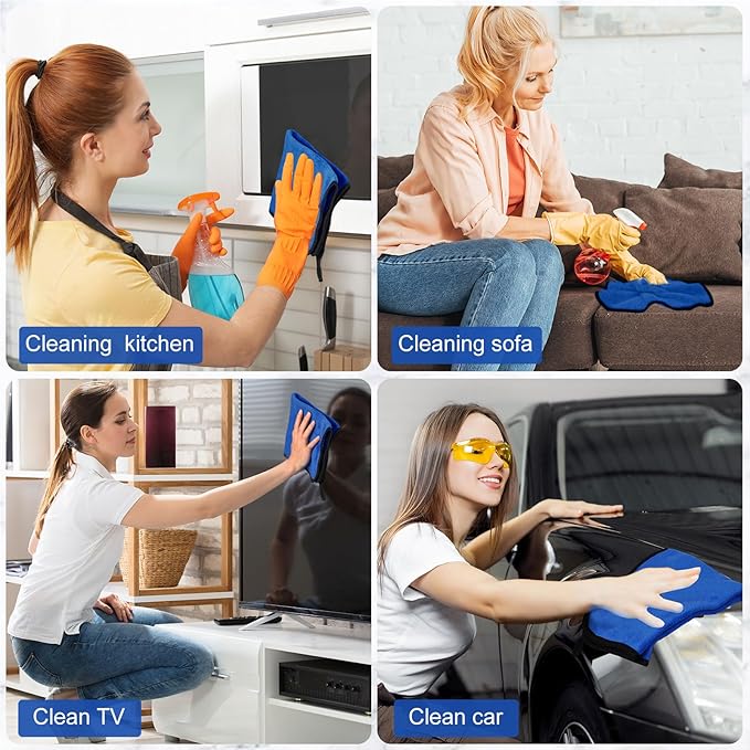 Tallew 40 Pcs Microfiber Towels:16"x16" Microfiber Drying Towels Bulk Micro Fiber Car Cleaning Cloth for Cars Drying Washing Polishing Office Windows Cleaning Household Supplies (Blue)