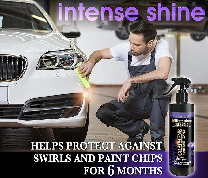 16oz Graphene Ceramic Coating Detail Spray Wax - The Best Protection Against Scratches, Swirls, Paint Chips, No Buff, 6 month Protection (16 Fl Oz)