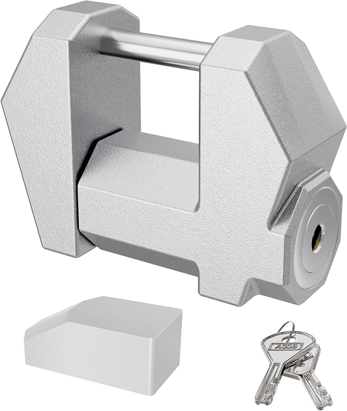 DEEAGLE Trailer Coupler Lock, Wide 1.2” Span, 1/4” Dia, Trailer Coupler Latch Lock, Coupler Wide Lock, Boat Trailer Locks for Towing Trailer Security, Sliver