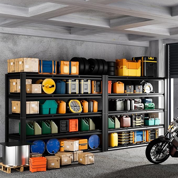 5-Tier 60" W x 20" D x 72" H Garage Shelving 30000LBS Heavy Duty Adjustable Storage Shelves Basement Industrial Shelving Units(Black)