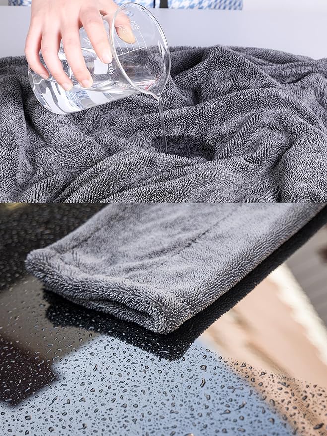 aokway Microfiber Car Drying Towel,Thickened and Absorbent Microfiber Towels, No Streaks Drying Towel car Detailing, Scratch-Free, No Water Spots- 16” x 16”（1 Pack）