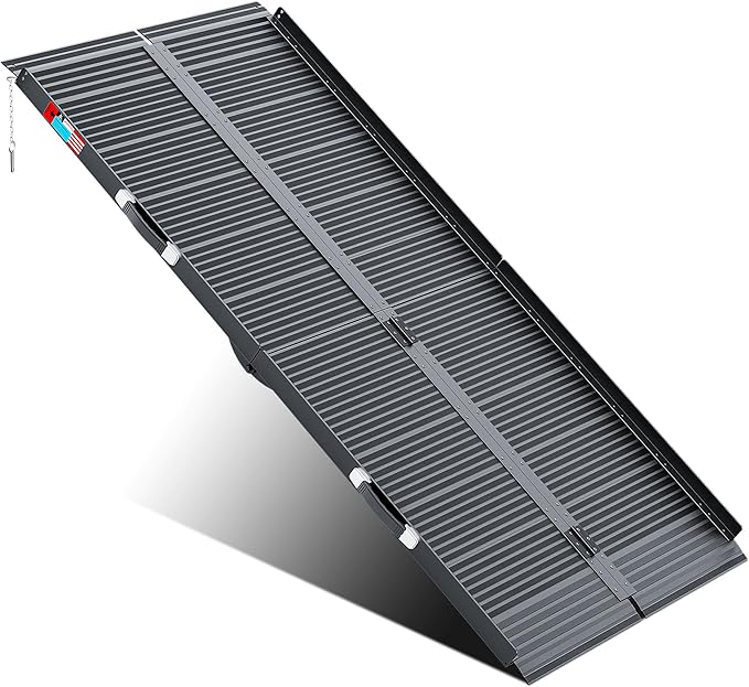 WHALEMOTOR Black Portable Wheelchair Ramp, 6FT No-sew Non-Slip Aluminum Wheelchair Ramp, Folding Portable Wheelchair Ramps for Home, Weight Capacity Up to 800LBS, Loading Dock Plates