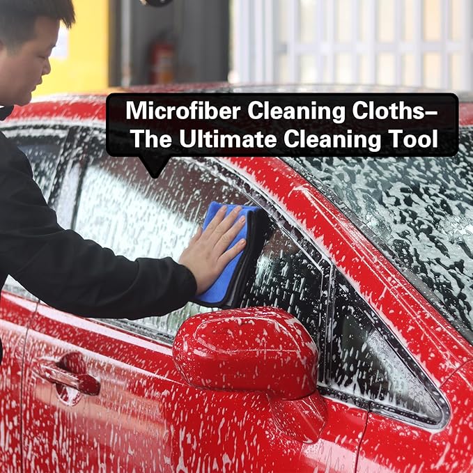 Microfiber Cleaning Cloth for Car,800GSM Thick Micro Fiber Towel Dish Cloths Cleaning Rags for Washing Dishes 12" x 16",Quickie Car Glass Drying Towels Detailing (3Pack)