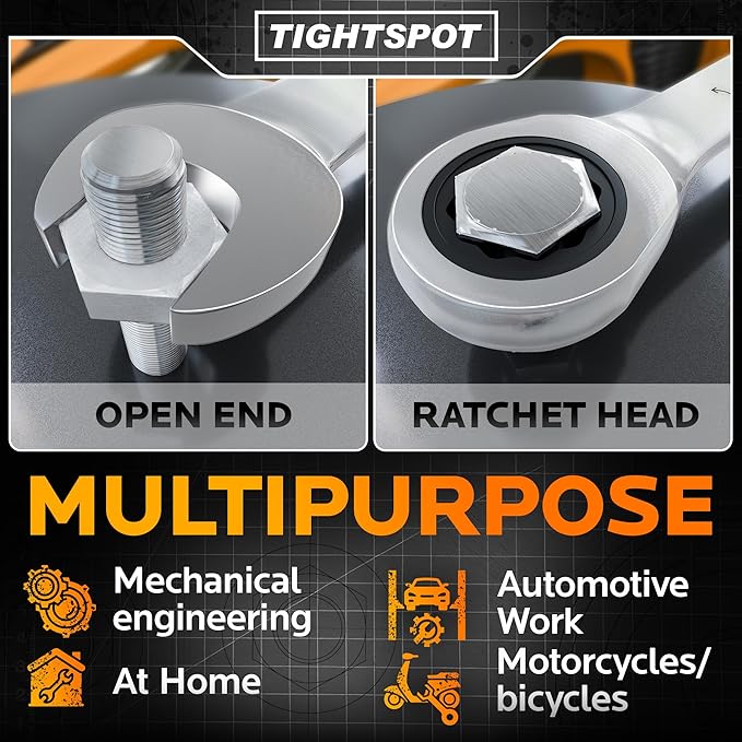 TIGHTSPOT 24 mm Ratchet Combination Wrench with Precision Movement and Hardened, Polished Steel for Projects with Metric Tight Spaces