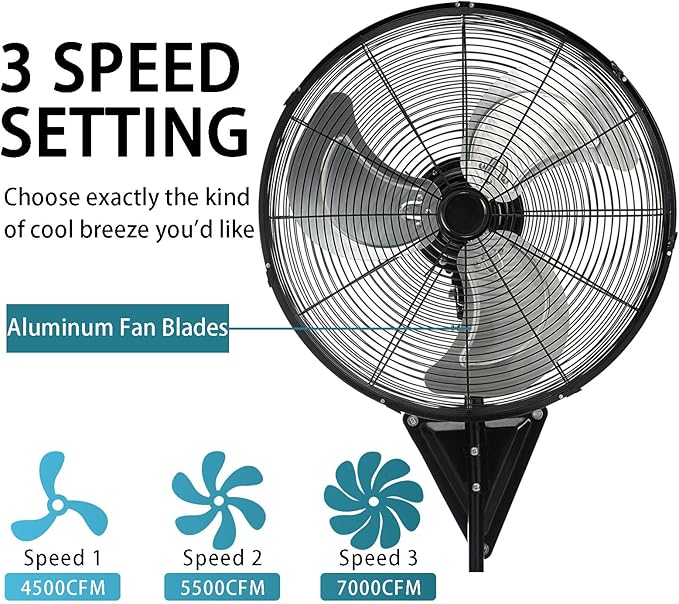 AZOUTDOOR 2 Pack 20 Inch Wall Mount Fans, Oscillating Fan with 3 Speed Settings, High Velocity Fans with Adjustable Tilt for Commercial, Industrial, Warehouse, Workshop, Garage