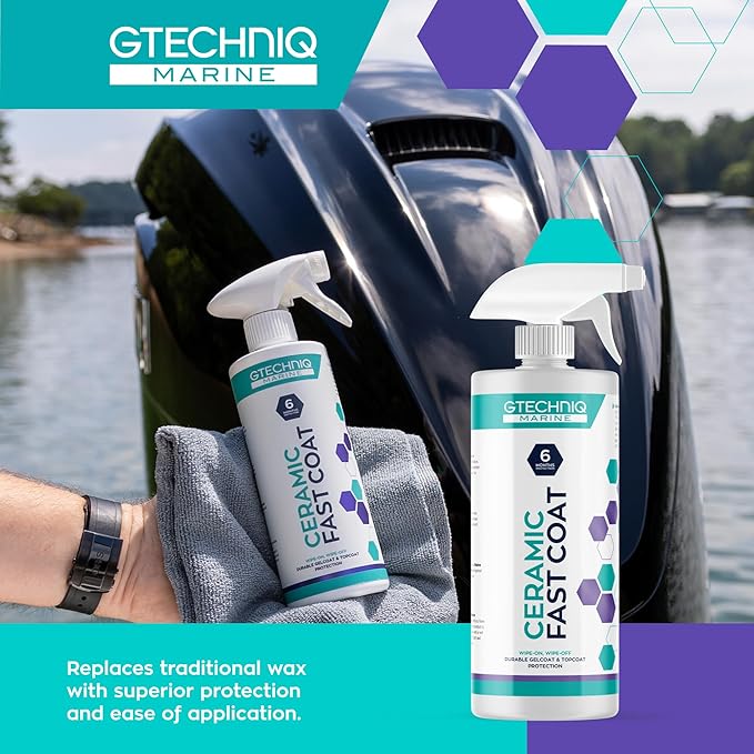 Gtechniq Ceramic Fast Coat - Marine Ceramic Coat - Spray-on, Wipe-Off Ceramic Sealant for Boats - High Gloss, Optically Clear Finish, UV Protection - Dirt & Water Repellent