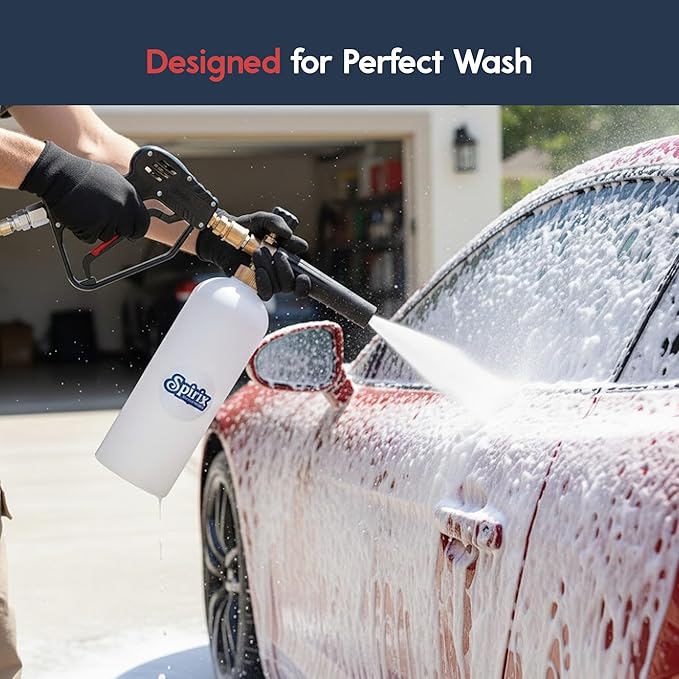 Foam Cannon for Pressure Washer – Adjustable Snow Foam, Car Wash Foam Cannon & Soap Cannon Attachment with 1/4" Quick Connector, 1L Bottle, 5 Switchable Nozzles