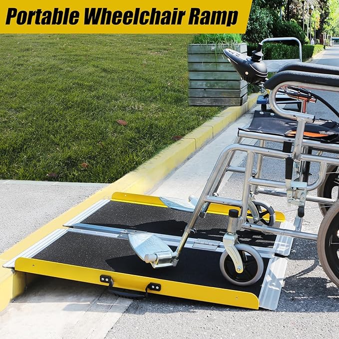 Portable Wheelchair Ramp 3FT, Foldable Ramps for Wheelchairs, Aluminum Handicap Ramp with Non-Slip Surface, Wheelchair Ramps for Home Steps, Stairs, Doorways, Curbs, 800LBS Capacity, FSA Eligible