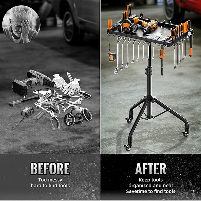 Rolling Tool Utility Cart with Wheels, Work Bench for Garage with Magnetic Tray Mechanic Tool Organizer Rolling Tray Storage Tool Cart
