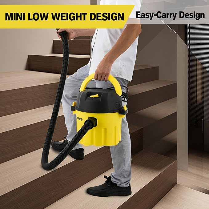Wet-Dry Vacuum, 3-in-1 Portable Shop Vacuum Cleaner with 2 Peak HP Power Suction, Lightweight Wet Dry Vacuum with Blower & Wall Mount Design for Car, Pet Hair, Hard Floor (Low)