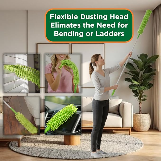 Blade Maid Ceiling Fan Blade Cleaner & Duster | Extendable Pole for High Ceilings, Moldings, Blinds, Walls & Cars, Corner Cleaning Tool, with Reusable Microfiber Pads | Size 3 feet (Pack of 1)