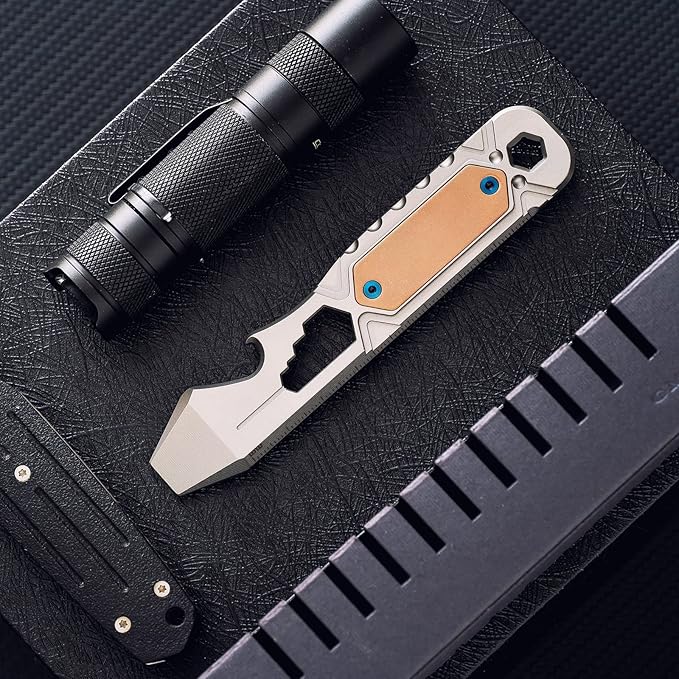 OKNIFE Otacle 2 EDC Ti Bottle Opener, Pry Bar with Metric Ruler, Multi-sized Hex Wrench and Pocket Clip(Gray)