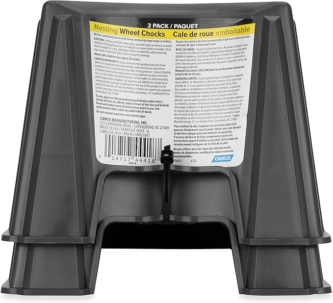 Camco 1 Pack 44418 Dark Gray Wheel Chock-Pack of 2, 1 Pack
