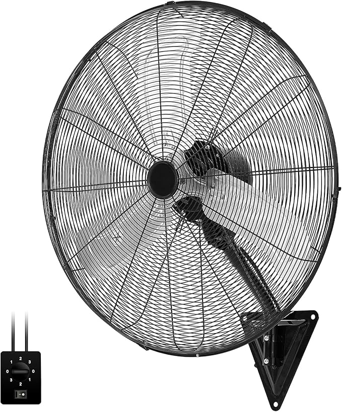 30 Inch Industrial Wall Mount Fan, Heavy Duty Oscillating Wall Mounted Fan with 10000 CFM, High Velocity 3 Speed Fans with Adjustable Tilting for Warehouse, Workshop, Garage, Patios, Commercial