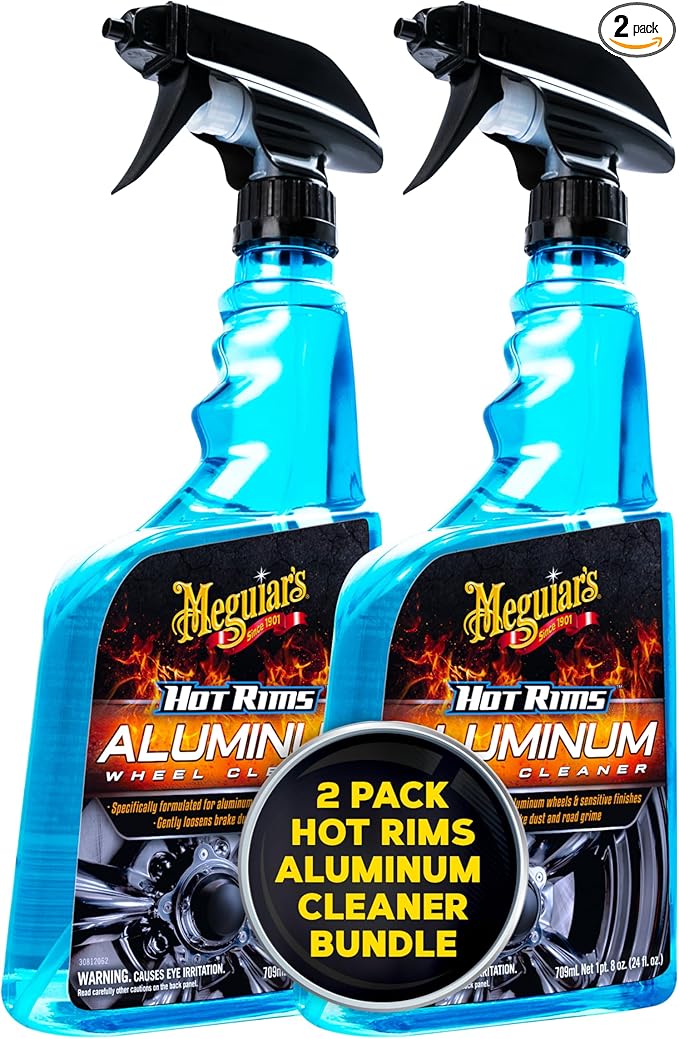 Meguiar's Hot Rims Aluminum Wheel Cleaner, Deep Foaming Rim Cleaner Spray Formulated to Effectively Clean Uncoated Polished Aluminum, Anodized, and Powder-Coated Wheels, 24 Oz (Pack of 2)