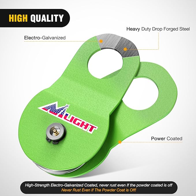 Nilight 8 Ton Winch Snatch Block Towing Pulley Blocks 17,000 LBS Capacity (Green), Winch Hook Accessories, Heavy Duty Offroad Recovery Accessory for Truck, Tractor, ATV & UTV