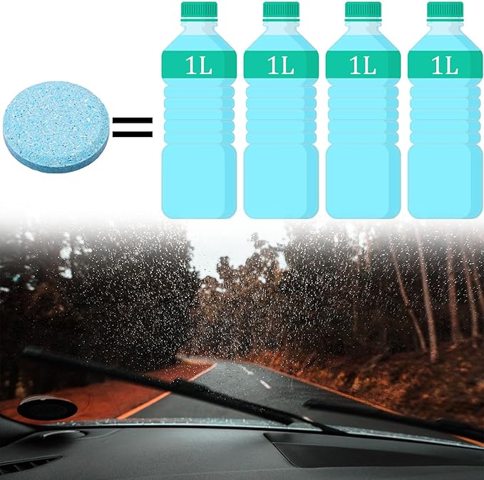 Beieverluck 400 Pieces Car Windshield Washer Fluid Concentrated Tablets Solid Windshield Effervescent Wiper Tablet for Car Room Kitchen Window Glass Cleaning