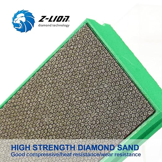 Z-Lion Diamond Hand Polishing Pads Electroplated Blocks Foam Backing for Tile Stone Marble Concrete Ceramics Granite Glass Wet Dry Grit 60