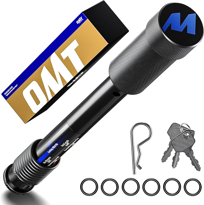Orion Motor Tech Locking Hitch Pin, Fits 2" 2.5" 3" Receiver with 5/8" Diameter Hitch Lock, Anti-Theft Steel Hitch Pin Lock with Key for Class V IV III, Anti-Rattle Trailer Hitch Pin with O-Rings