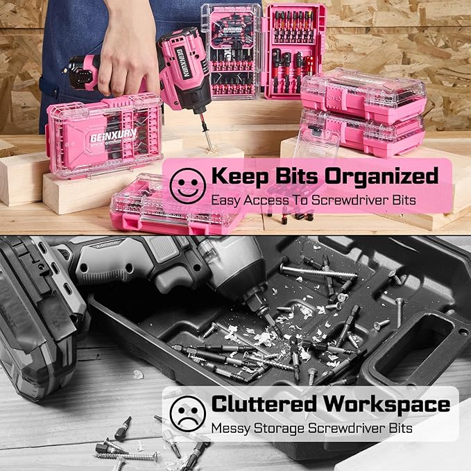 Geinxurn 2Pcs Storage Box Case, small parts box with detachable divider, Screwdriver Bit Set Box