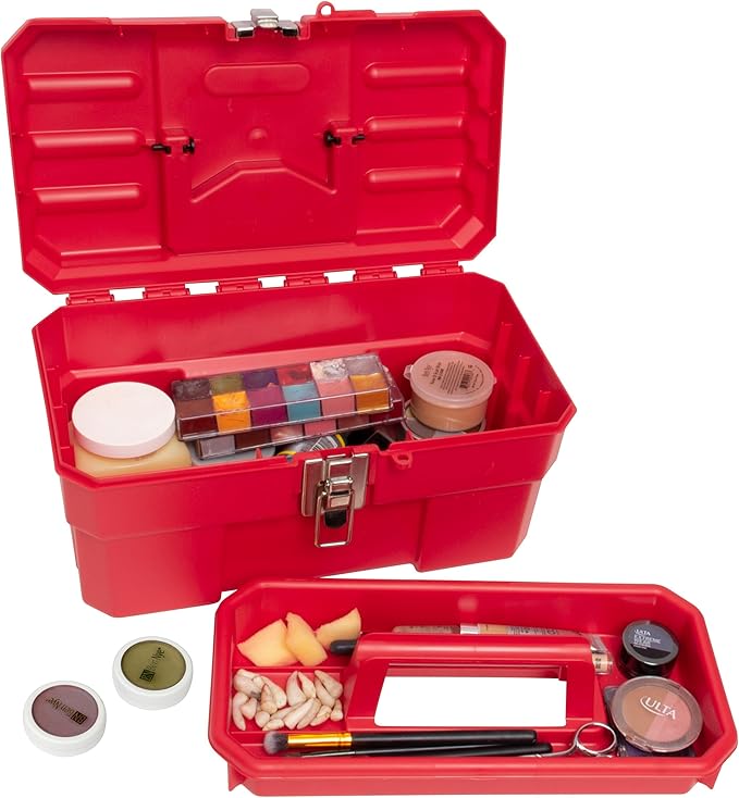 Akro-Mils 09514 ProBox Plastic Toolbox with Removable Tray for Tools,Hobby or Craft Storage,14-Inch x 8-Inch x 8-Inch,Red,(Pack of 6)