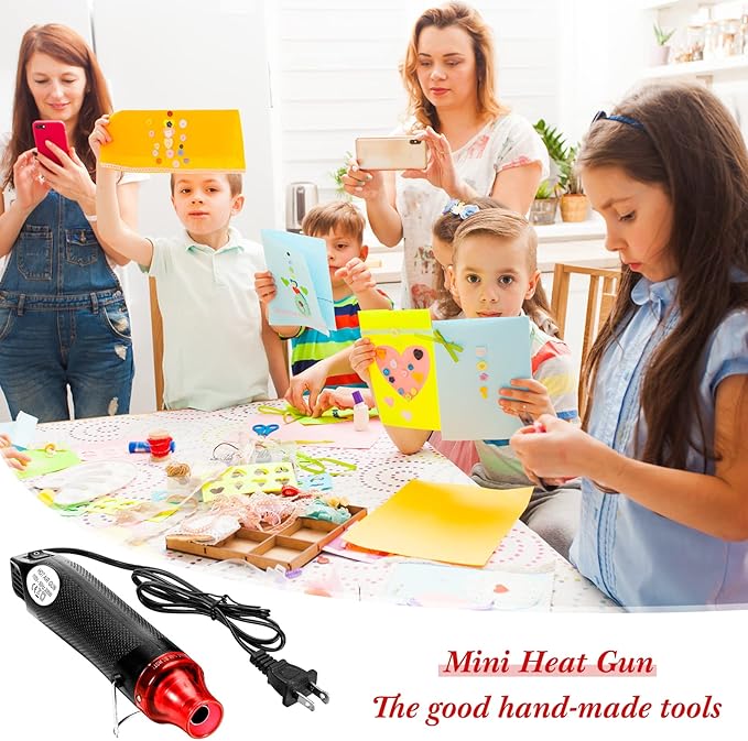 3 Pcs Heat Gun for Crafts Mini Portable Handheld Hot Air Gun for DIY Crafts Embossing Epoxy Resin Shrink Wrapping Vinyl Wrap Drying Paint Clay Cup Turner Candle Making, 300w, Black