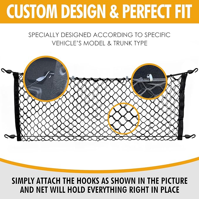 Envelope Style Trunk Mesh Cargo Net for Chevy Silverado Accessories WT LS LT LTZ 2013-2025, 2026 - Premium Trunk Organizers and Storage - Cargo Net for Pickup - Truck Bed Net for Chevy Silverado
