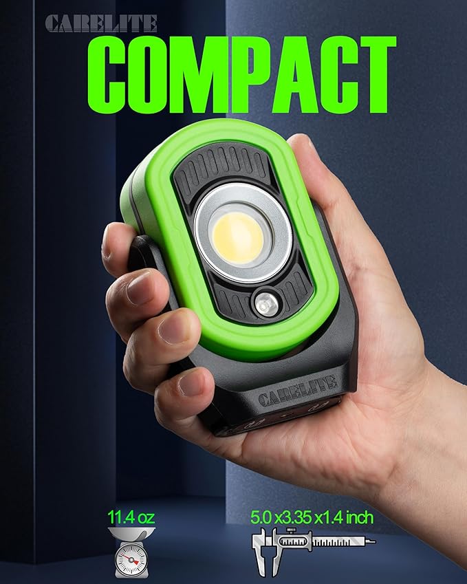 Magnetic Work Light, 1500 Lumens – Dual LED Mechanic Light, 5200mAh Rechargeable, 4 Modes, Strong Magnetic Base, Portable Shop Light for Auto Repair, Inspection & Jobsites (Green)