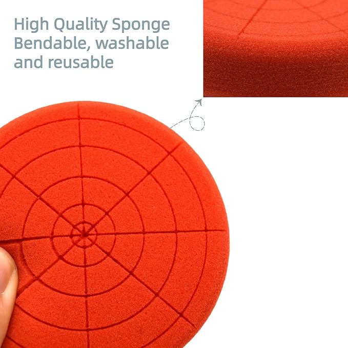 5Pcs 6" Buffing Sponge Pads Kit for Buffer Polisher, Cutting, & Car Polish Pad Premium Hook & Loop Buffing Polishing Pads Kit, Cutting Pads for Car Buffer Polisher Polishing 6inch