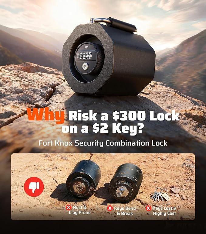 Ehaho 2 5/16" Anti-Theft Trailer Lock, Level 9 Security Combination Trailer Hitch Locks with Handle, Heavy Duty Coupler Lock for RV, Boat, Trailer