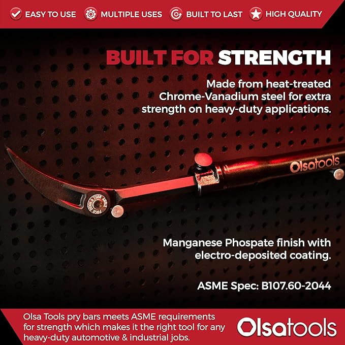 Olsa Tools Adjustable Pry Bar - Adjustable Angles & Extendable Length From 13.3"-18.5" - Extendable and Indexable Pry Bar - Indexing Pry Bar for Mechanics - Professional Grade - Part 1260