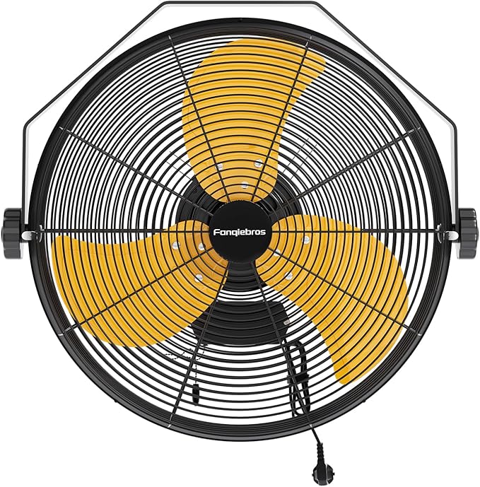 18 Inch High Velocity Wall Mounted Fan, 4580 CFM 3-Speed Metal Wall Fan with Sealed Motor, 180° Tilting Heavy Duty Industrial Fan for Patio, Garage, Barn & Gazebo, UL Listed