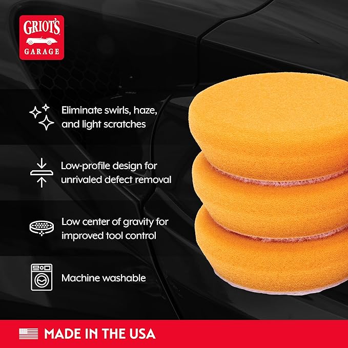 Griot's Garage 2" BOSS Correcting Foam Pads for Car Polishing, Buffing, Detailing and Light to Moderate Auto Paint Correction, Durable, Machine-Washable, Pack of 4