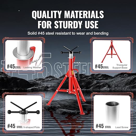 Pipe Jack Stand Robust Steel Heavy-Duty Construction | Adjustable Height Range | Folding & Portable Design | Secure Stability | Versatile Applications