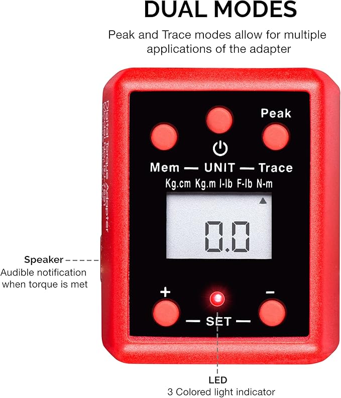 NEIKO 20741A 1/2” Digital Torque Adapter, 29.5-147.5 Ft-Lb, 1/2” Drive Digital Torque Wrench Converter/Torque Wrench Adapter, Alert Signals Torque Setting, Calibrate Digital & Analog Torque Wrench