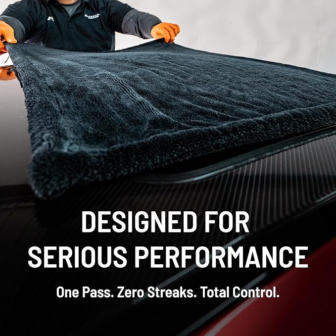 Blackline 24"x36" Twisted-Loop Car Drying Towel, 1300GSM, Streak Free, Lint Free, Reusable - Car Accessories, Microfiber Cleaning Cloth for Car, Truck, SUV - One Pass is All You Need