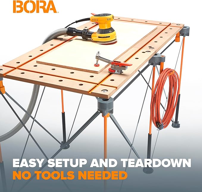 Bora Centipede Table Top 2x4 Folding Workbench Top with T-Tracks and 20mm Dog Holes for Accessories - Portable Work Table Tops for Bora Tools Centipede Stand - CK24TM