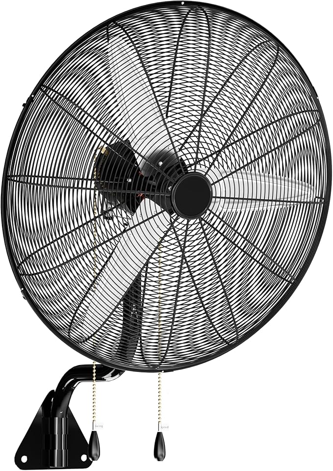 Uthfy 30 Inch High Velocity Wall Mount Fan, 11200CFM Outdoor Industrial Fan with Dual Pull Cord Control, 6 FT Cord, 3 Speeds, Heavy Duty Oscillating Fan for Indoor, Garage, Patio, Workshop Use