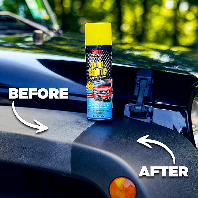 Stoner Car Care 91034-12PK Trim Shine – Black Trim and Plastic Restorer for Cars – Vinyl and Plastic Trim Protectant Coating for Interior and Exterior Use – Fast-Drying No Sling – 12 oz (Pack of 12)