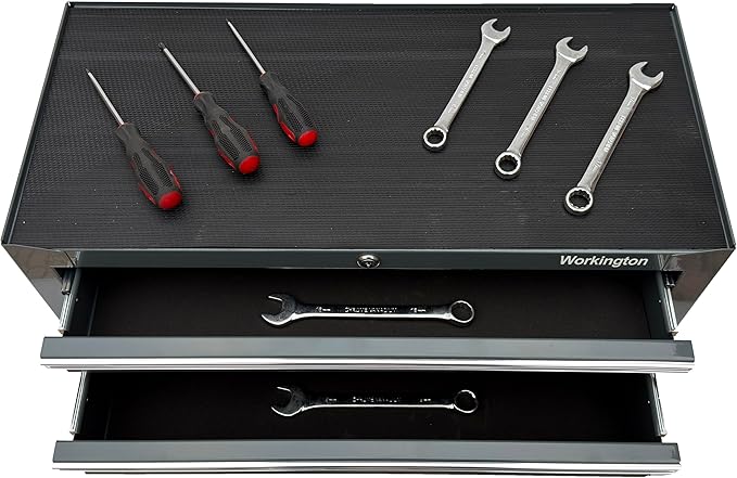 Workington Industrial 2 Drawers Portable Metal Intermediate Box, 26" Middle Tool Chest Cabinet with Ball Bearing Drawer Slides, Steel Tool Storage Box Organizer 4008 Gray