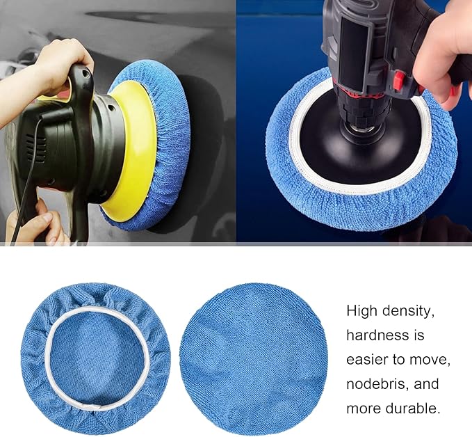 8Pcs Polisher Pad Bonnet (7 to 8 Inches), Soft Microfiber Polishing Buffing Pad Cover, Car Waxing Bonnet Waxer Pads