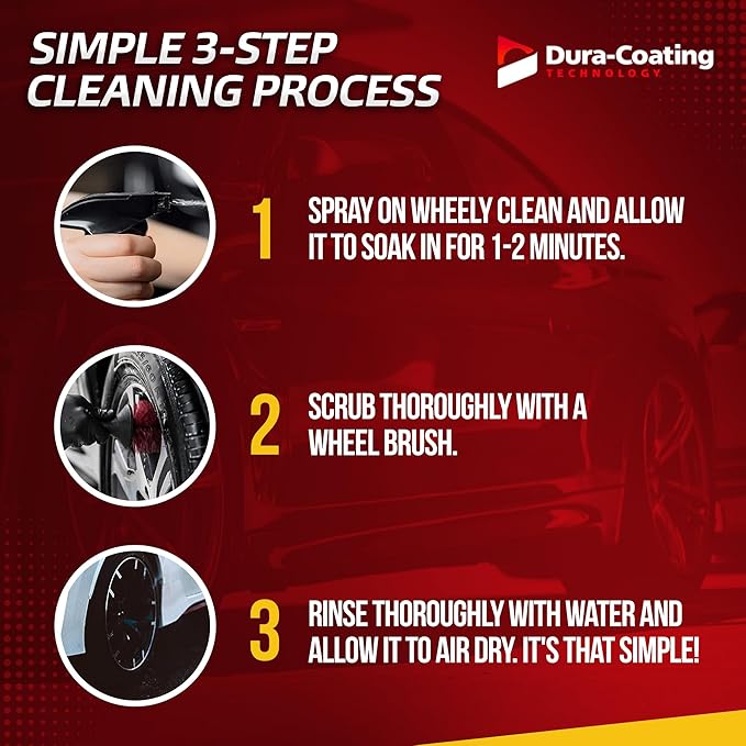 DURA-COATING TECHNOLOGY Wheely Clean - Professional Wheel Cleaner Spray - Ready-to-Use Tire Cleaner and Rim Cleaner - Suitable for Aluminum, Chrome, or Clear-Coated Wheels - Removes Brake Dust - 16 oz